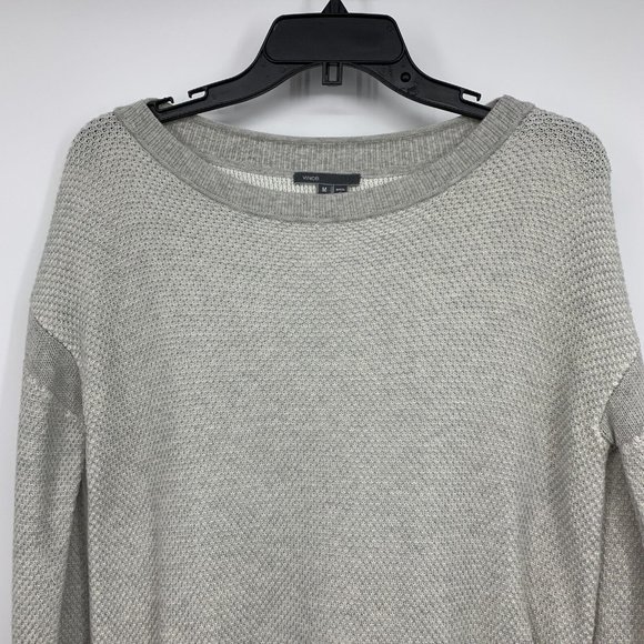 Vince Sweater Color Jacquard Gray Crewneck Long Sleeve Pullover - Picture 5 of 10
